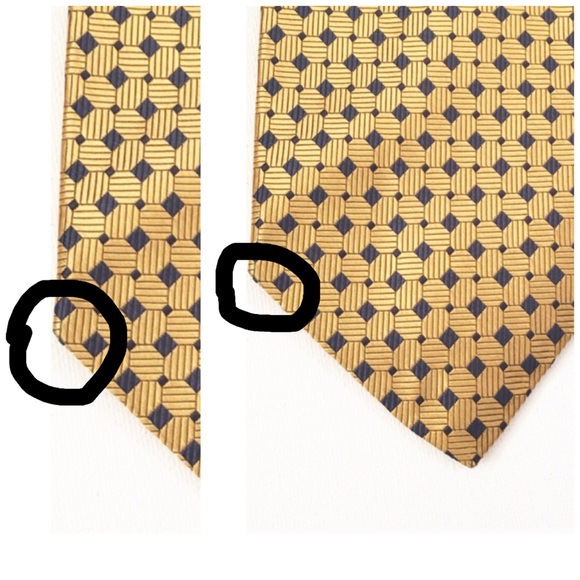 PRE-OWNED J. CREW Patterned Silk Men’s Tie, Gold/ Blue - Picture 8 of 8